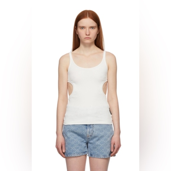 OFF-WHITE c/o Virgil Abloh 
White Rib Knit Meteor Tank Top size 42 AUTHENTICATED - Picture 1 of 7